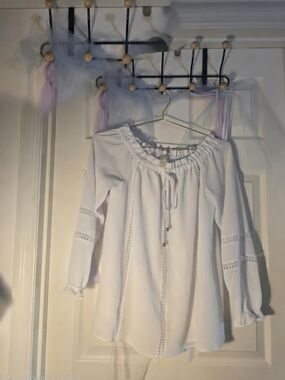 MICHAEL Michael Kors White Smocked Off-Shoulder Top